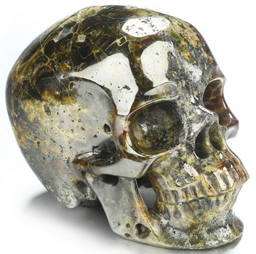 4.1" Chinese Garnet Hand Carved Crystal Skull, Super Realistic, Crystal Healing