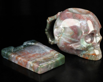 6.7" Indian Agate Hand Carved Crystal Skull Cup, Crystal Healing