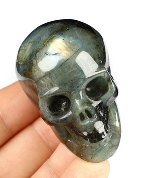 2.0" Labradorite Hand Carved Crystal Skull, Realistic, Crystal Healing