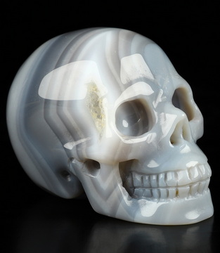 2.0" Agate Hand Carved Crystal Skull, Realistic, Crystal Healing