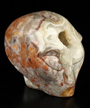 Gemstone 2.0" Red Crazy Lace Agate Star Being Female Alien Crystal Skull Companion, Hand Carved Gemstone Fine Art Sculpture, Reiki Healing Stone Statue