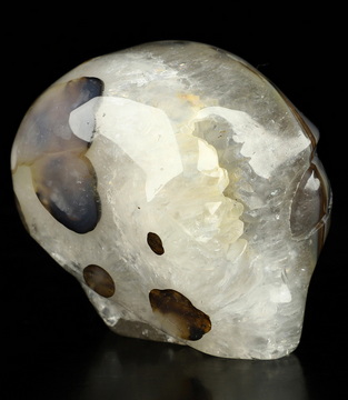 2.0" Agate Star Being Female Alien Crystal Skull Companion, Hand Carved Gemstone Fine Art Sculpture, Reiki Healing Stone Statue