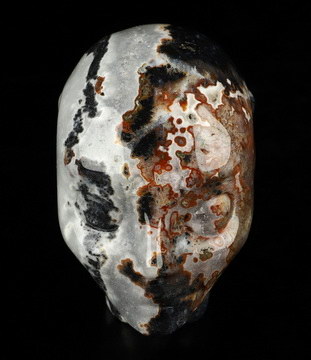2.0" Black Zebra Agate Hand Carved Fairy Elf Alien Crystal Skull Companion Sculpture, Crystal Healing