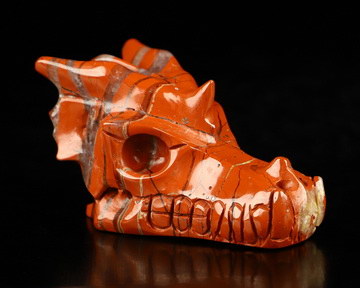 2.0" Red Jasper Hand Carved Crystal Dragon Skull Sculpture, Crystal Healing
