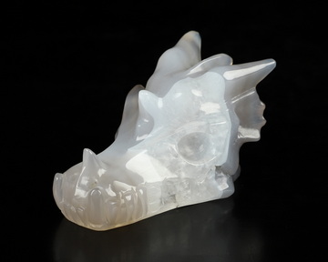 2.0" Agate Hand Carved Crystal Dragon Skull Sculpture, Crystal Healing