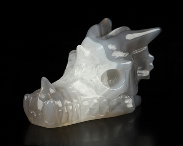 2.0" Agate Hand Carved Crystal Dragon Skull Sculpture, Crystal Healing