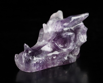 2.0" Fluorite Hand Carved Crystal Dragon Skull Sculpture, Crystal Healing