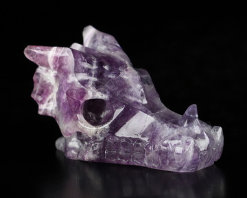 2.0" Dream Chevron Amethyst Hand Carved Crystal Dragon Skull Sculpture, Crystal Healing
