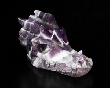 2.0" Dream Chevron Amethyst Hand Carved Crystal Dragon Skull Sculpture, Crystal Healing