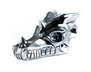 2.0" Tera-hertz Hand Carved Crystal Dragon Skull Sculpture, Crystal Healing
