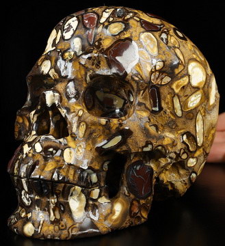 Super Realistic! Lifesized 6.1" Matrix Opal Hand Carved Crystal Skull, Crystal Healing