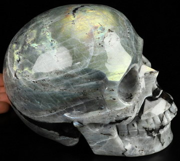 Lifesized 7.0" Labradorite Hand Carved Crystal Skull, Realistic, Crystal Healing