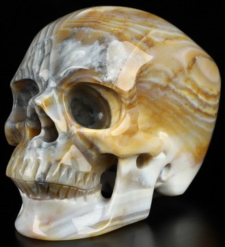 4.7" Banded Agate Hand Carved Crystal Skull, Super Realistic, Crystal Healing