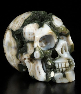 2.0" Ocean Jasper Hand Carved Crystal Skull, Realistic, Crystal Healing