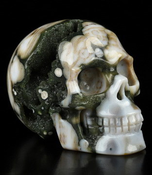 2.0" Ocean Jasper Hand Carved Crystal Skull, Realistic, Crystal Healing