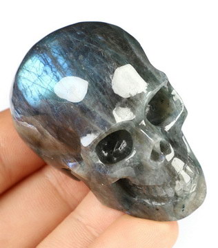 2.0" Labradorite Hand Carved Crystal Skull, Realistic, Crystal Healing