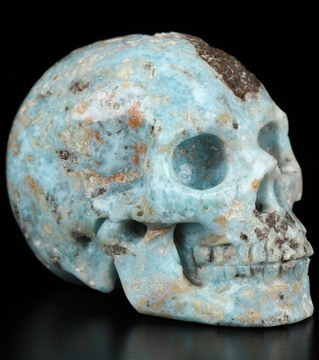 Gemstone 2.0" Larimar Hand Carved Crystal Skull, Realistic, Crystal Healing