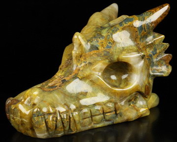 5.0" New Pietersite Hand Carved Crystal Dragon Skull Sculpture, Crystal Healing