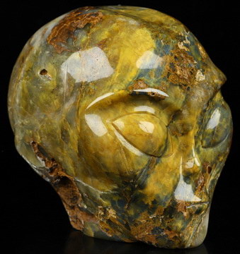 4.2" New Pietersite Star Being Female Alien Crystal Skull Companion, Hand Carved Gemstone Fine Art Sculpture, Reiki Healing Stone Statue