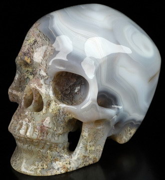 4.0" Green Moss Agate Hand Carved Crystal Skull, Super Realistic, Crystal Healing