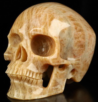 4.1" Sunstone Hand Carved Crystal Skull, Super Realistic, Crystal Healing
