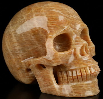 4.1" Sunstone Hand Carved Crystal Skull, Realistic, Crystal Healing