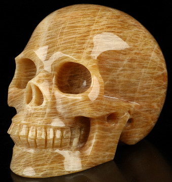 3.5" Sunstone Hand Carved Crystal Skull, Realistic, Crystal Healing
