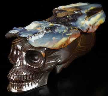 6.1" Matrix Opal Hand Carved Crystal Skull Fine Art Sculpture, Crystal Healing