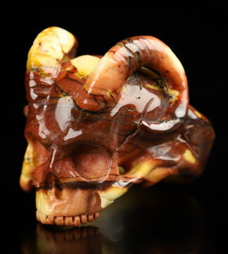 US Size 5.5# Mookaite Jasper Hand Carved Crystal Skull Ring, Skull Jewelry