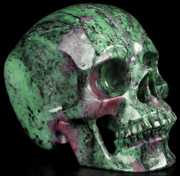 4.5" Ruby Zoisite Hand Carved Crystal Skull, Super Realistic, Crystal Healing