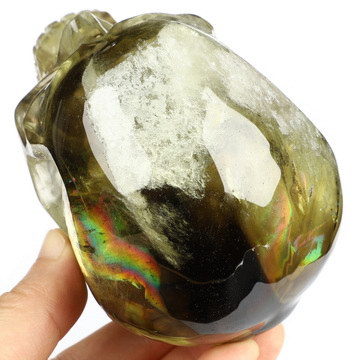Gemstone 4.4" Citrine Hand Carved Crystal Skull, Super Realistic, Crystal Healing