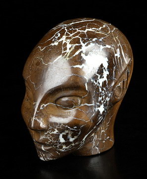 2.0" Matrix Opal Hand Carved Fairy Elf Alien Crystal Skull Companion Sculpture, Crystal Healing