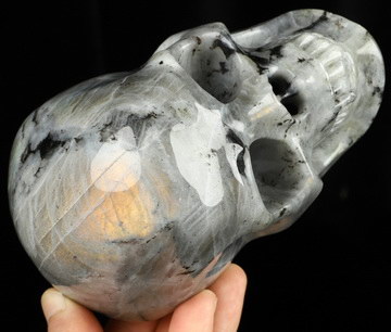 5.0" Labradorite Hand Carved Crystal Skull, Super Realistic, Crystal Healing