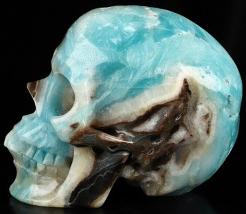 5.1" Chinese Amazonite Hand Carved Crystal Skull, Super Realistic, Crystal Healing