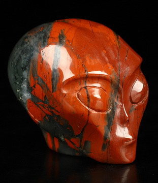 2.0" African Bloodstone Star Being Female Alien Crystal Skull Companion, Hand Carved Gemstone Fine Art Sculpture, Reiki Healing Stone Statue