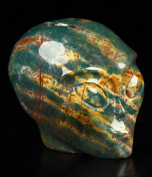 2.0" Bloodstone Star Being Female Alien Crystal Skull Companion, Hand Carved Gemstone Fine Art Sculpture, Reiki Healing Stone Statue