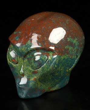 2.0" Bloodstone Star Being Female Alien Crystal Skull Companion, Hand Carved Gemstone Fine Art Sculpture, Reiki Healing Stone Statue