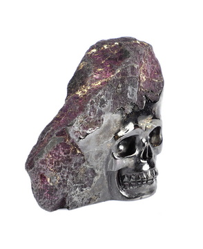 1.9" Purpurite Hand Carved Crystal Skull Fine Art Sculpture, Crystal Healing