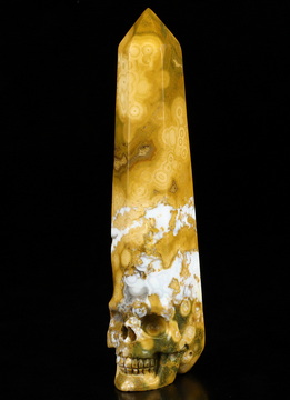 3.7" Ocean Jasper Hand Carved Crystal Skull Point, Crystal Healing