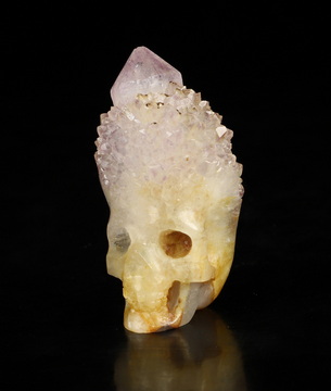 Gemstone 1.4" Spirit Quartz Hand Carved Crystal Skull Fine Art Sculpture, Crystal Healing