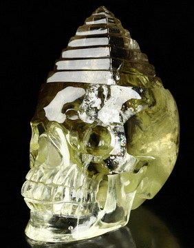 Gemstone 5.1" Citrine Hand Carved Crystal Skull Fine Art Sculpture, Crystal Healing