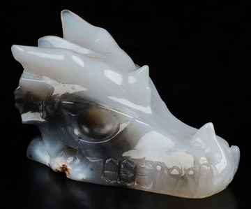 1.5" Premium Brazilian Agate Hand Carved Crystal Dragon Skull Sculpture, Crystal Healing