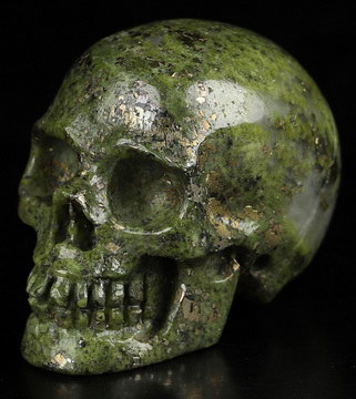 0.9" Pyrite Hand Carved Crystal Skull, Realistic, Crystal Healing