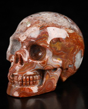 Gemstone 1.6" Red Crazy Lace Agate Hand Carved Crystal Skull, Realistic, Crystal Healing