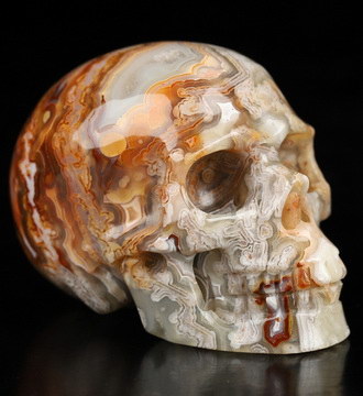 Gemstone 1.6" Red Crazy Lace Agate Hand Carved Crystal Skull, Realistic, Crystal Healing