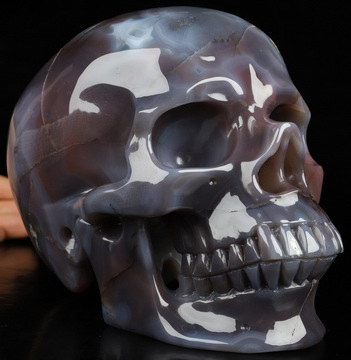 Super Realistic! Lifesized 7.3" Mozambique Agate Hand Carved Crystal Skull, Crystal Healing
