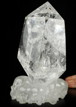 10.5" Quartz Rock Crystal Hand Carved Crystal Skull Fine Art Sculpture, Crystal Healing