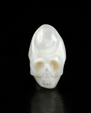 0.8" Pearl Hand Carved Crystal Skull Fine Art Sculpture, Crystal Healing