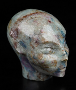 1.2" Ruby Kyanite Hand Carved Fairy Elf Alien Crystal Skull Companion Sculpture, Crystal Healing