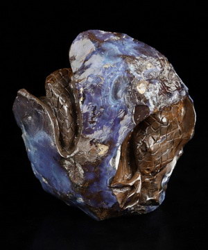 2.5" Matrix Opal Hand Carved Crystal Snake Fine Art Sculpture, Crystal Healing